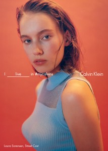 Laura Sorensen featured in the Calvin Klein spring '16 ad campaign.