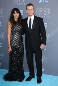 Matt Damon and wife Luciana 21st Annual Critics' Choice Awards, Arrivals, Los Angeles, America - 17 Jan 2016