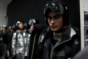 Backstage at Emporio Armani Men's Fall 2016
