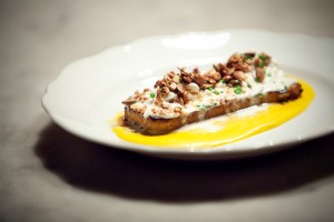 Butternut Squash Steak with Stracciatella and Sunflower Seed Granola