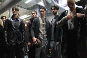 Backstage at Giorgio Armani Men's Fall 2016