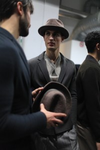 Backstage at Giorgio Armani Men's Fall 2016