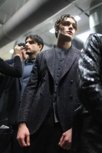 Backstage at Giorgio Armani Men's Fall 2016