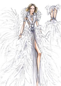 A costume sketch by Atelier Versace for Jennifer Lopez's Las Vegas show.
