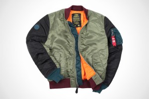 Palladium Boots and Alpha Industries MA-1 flight jacket.