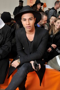 Olivier Rousteing front row at off-white men's fall 2016
