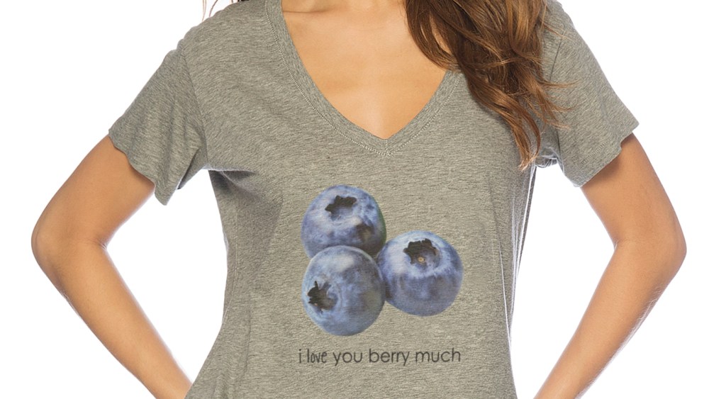 A T-shirt from Peace Love World's "Good Food Good Mood" collection for Whole Foods.