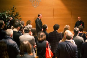 Pierre Hardy delivers his speech at Hermès's headquarters