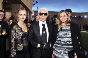 Cara Delevingne, Karl Lagerfeld and Diane Kruger front row chanel couture spring 2016