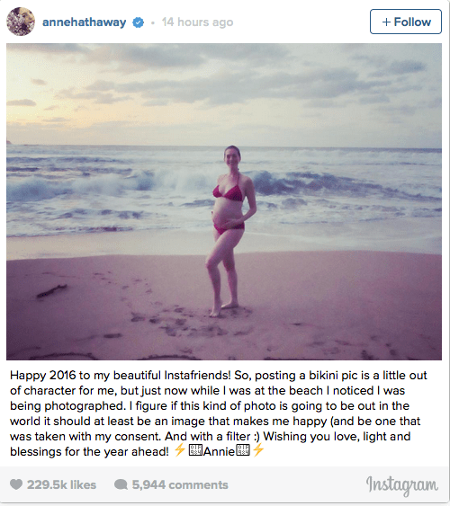 Anne Hathaway's Instagram post