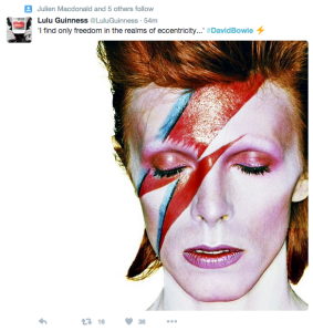 @LuluGuinness on David Bowie death