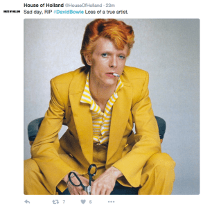 @HouseOfHolland on David Bowie death