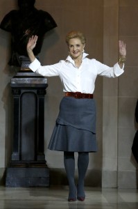 Carolina Herrera on the runway of her Fall RTW Fall 2016 show.