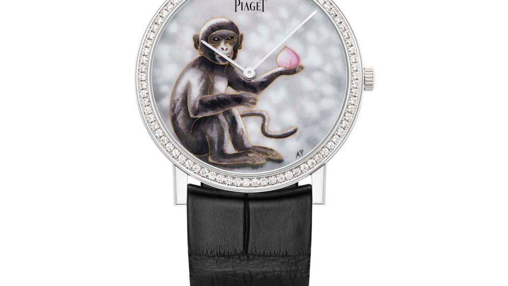 A Piaget enamel-and-diamond watch.