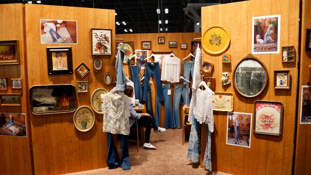 Lovol Brand had a creative booth featuring denim and embroidered tops.
