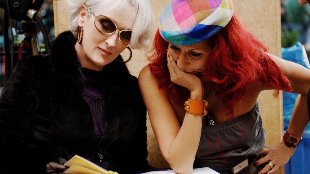 Meryl Streep and Patricia Field on set of "The Devil Wears Prada."