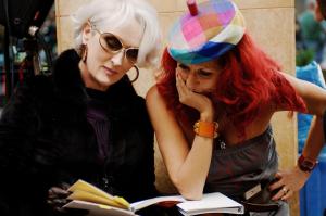 Meryl Streep and Patricia Field on set of "The Devil Wears Prada."