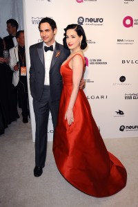 Dita von Teese in Zac Posen Elton John AIDS Foundation 2016 Academy Awards Party