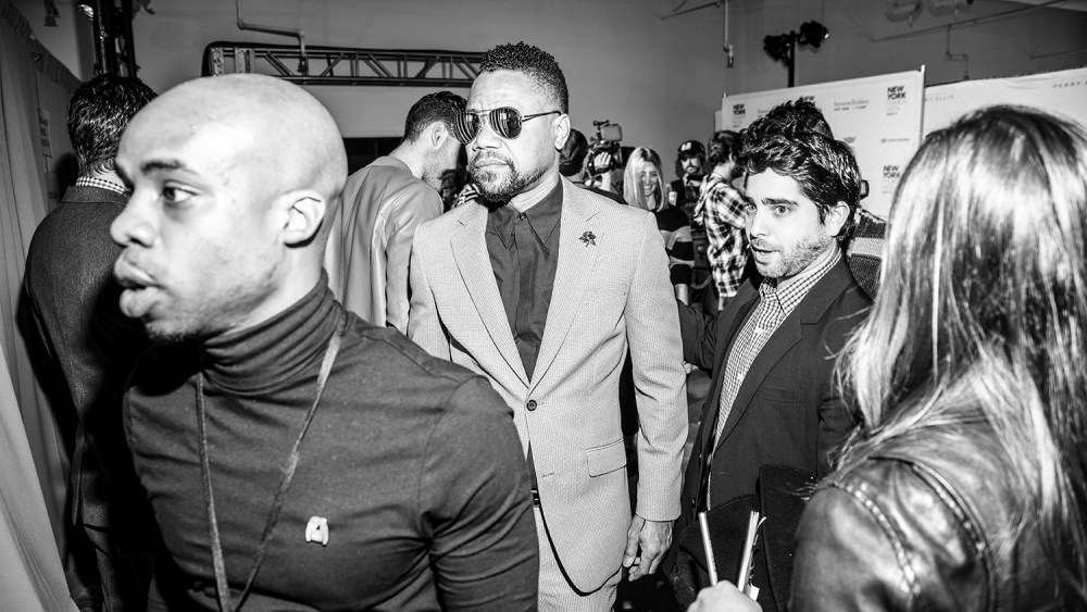 Cuba Gooding Jr. backstage at the Perry Ellis show. 