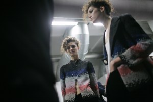 Backstage at Giorgio Armani RTW Fall 2016