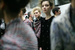 Backstage at Giorgio Armani RTW Fall 2016