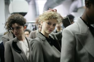Backstage at Giorgio Armani RTW Fall 2016