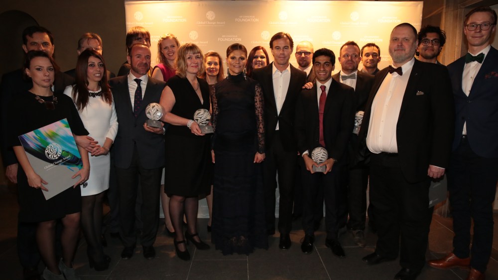 The winners of the H&M Conscious Foundation Global Change awards with Victoria, Crown Princess of Sweden, and Karl-Johan Persson.