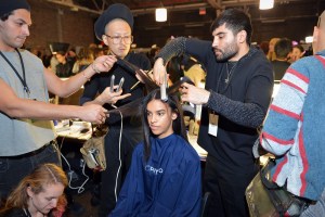 Backstage at J. Mendel RTW Fall 2016