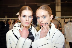 Backstage at J. Mendel RTW Fall 2016