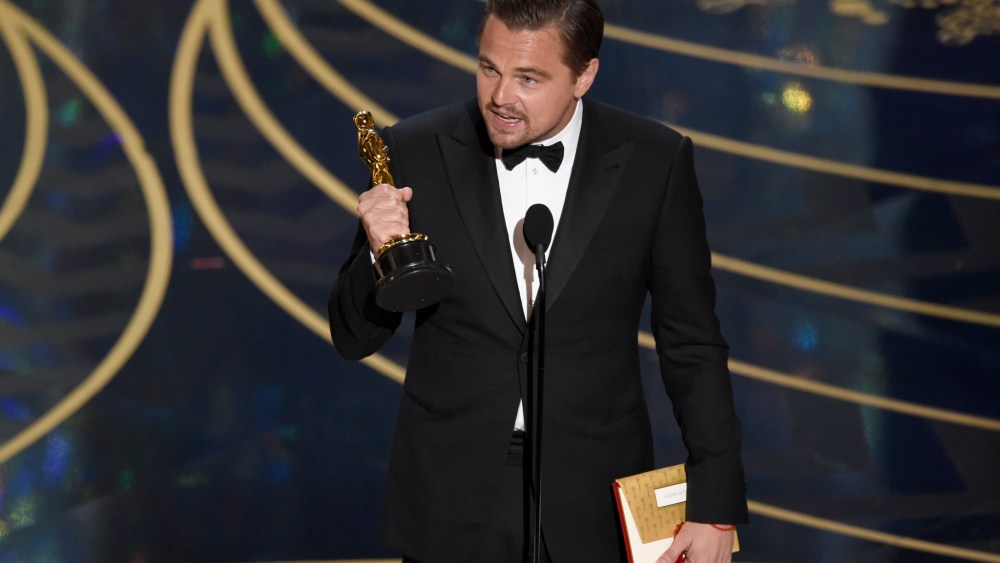 Leonardo DiCaprio wins Best Actor for "The Revenant." oscars 2016