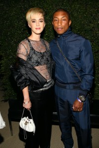 Katy Perry and Pharrell Williams at a Channel dinner in celebration of the Gabrielle bag on April 6, 2017 in Los Angeles, California.