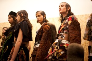 Backstage at Prada Fall 2016