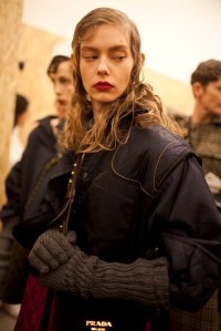 Backstage at Prada Fall 2016