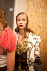 Backstage at Prada Fall 2016