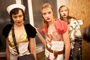 Backstage at Prada Fall 2016