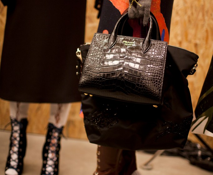 Backstage at Prada Fall 2016