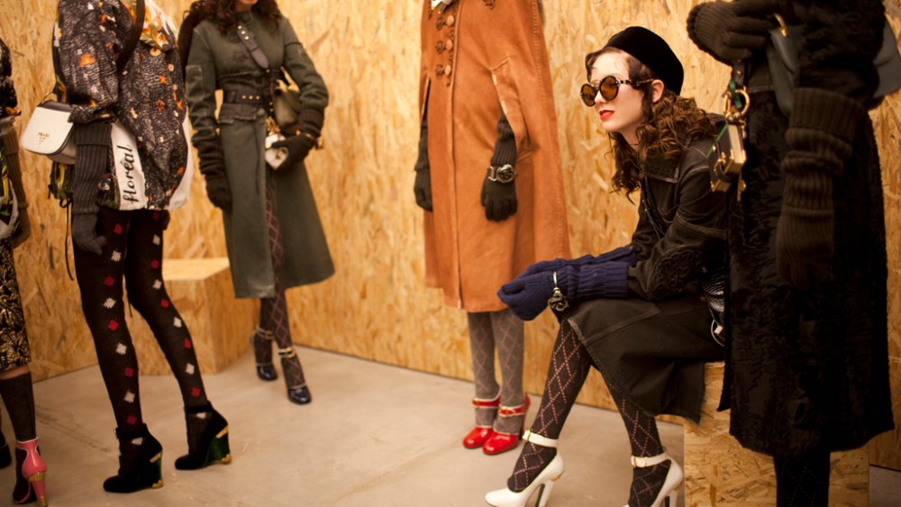 Backstage at Prada Fall 2016