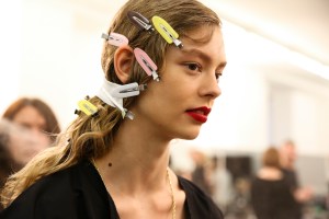 Backstage at Prada Fall 2016