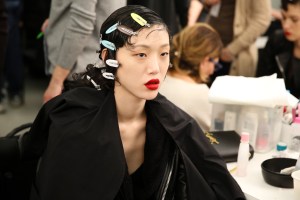 Backstage at Prada Fall 2016