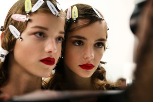 Backstage at Prada Fall 2016