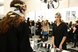 Backstage at Prada Fall 2016
