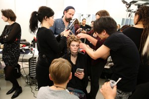 Backstage at Prada Fall 2016