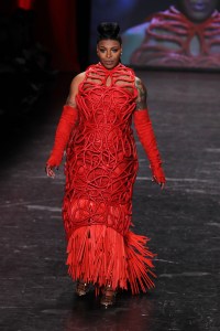Ta' Rhonda Jones on the catwalk at Red for Women