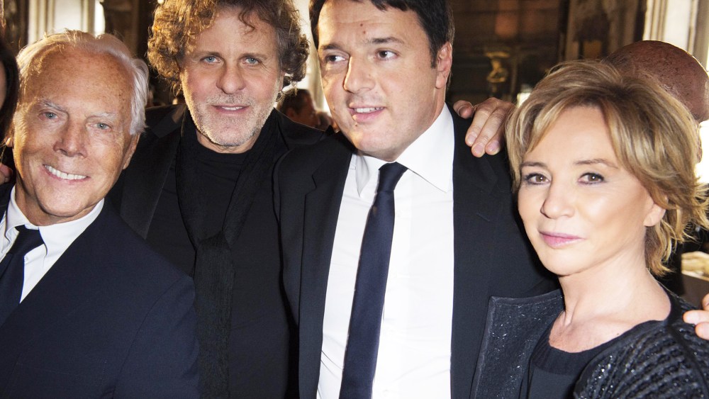 Giorgio Armani, Renzo Rosso, Matteo Renzi and Alberta Ferretti.