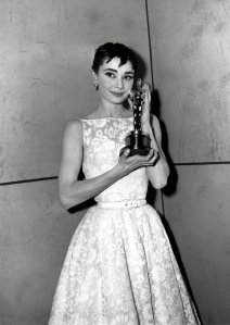Hepburn Oscar-winner Audrey Hepburn poses with her statuette at the 26th Annual Academy Awards ceremony in New York on . Hepburn won for best actress for her portrayal in "Roman HolidayOSCARS AUDREY HEPBURN, NEW YORK, USA
