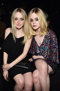 Dakota Fanning and Elle Fanning at Saint Laurent Fall 2016