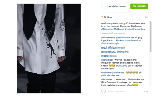 @worldmcqueen Celebrates Chinese New Year on Instagram