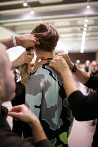 Backstage at Versace Fall 2016