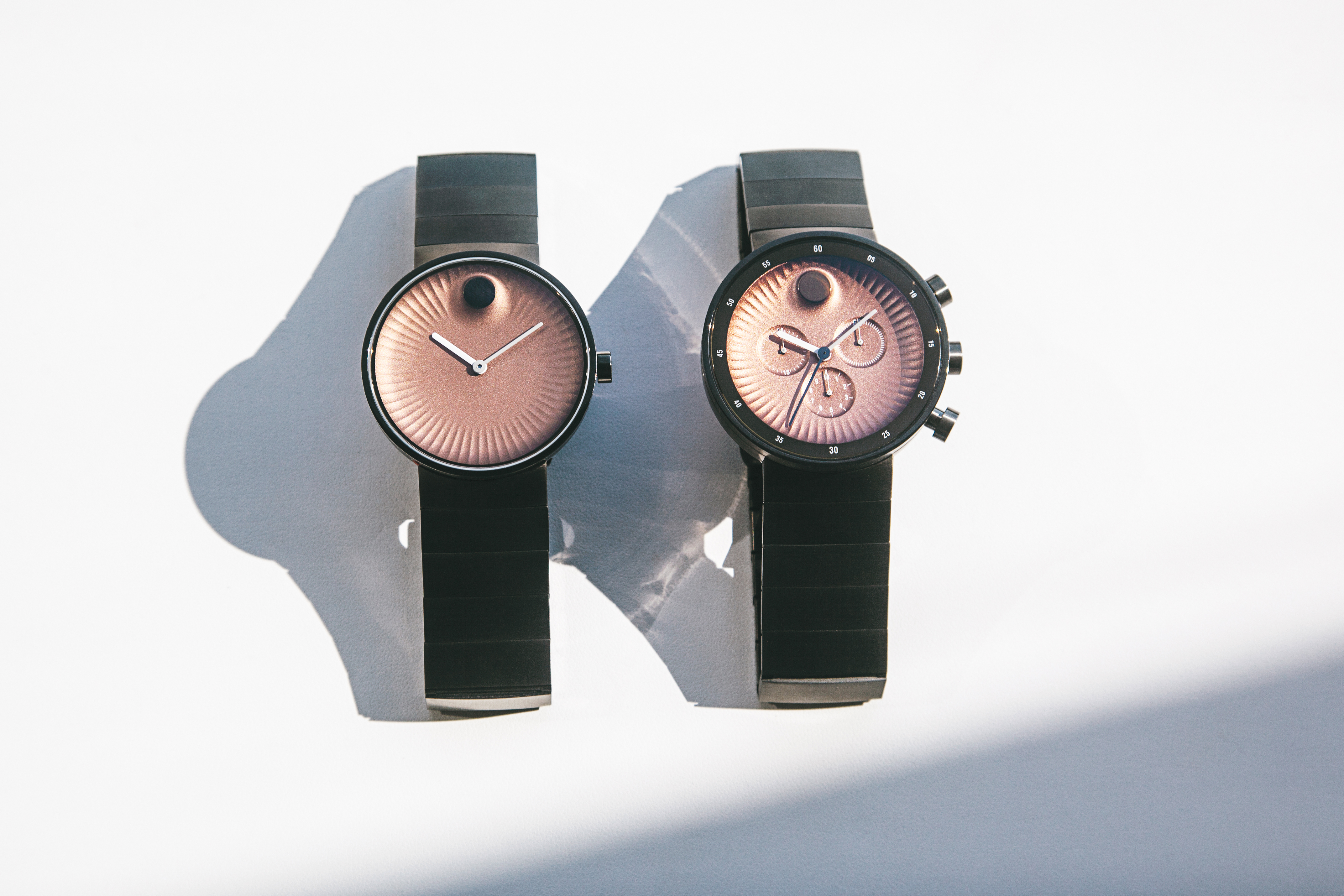 Two models of Movado's Edge watch.