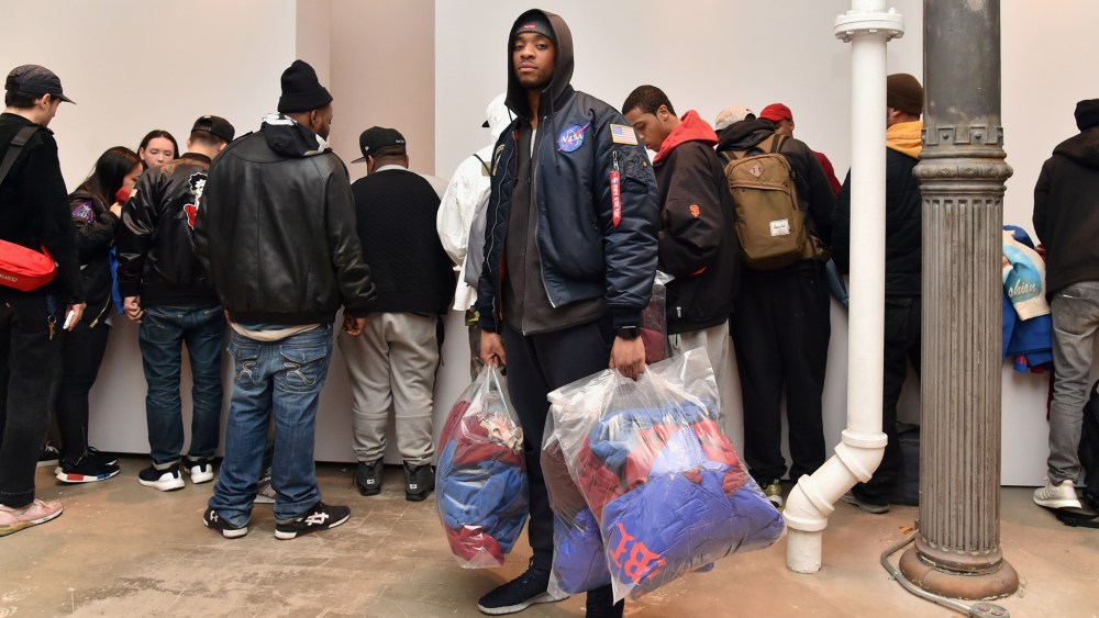 The scene at Kanye West's "The Life of Pablo" pop-up store in SoHo.
